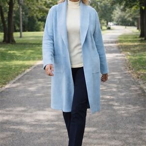 Max Sport Light Blue Open-Front Women's Cardigan Sweater